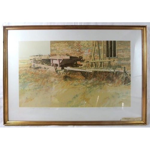 592 - Nicholas Bristow- A framed and glazed limited edition print, entitles 'Sunlight on farm machinery', ... 