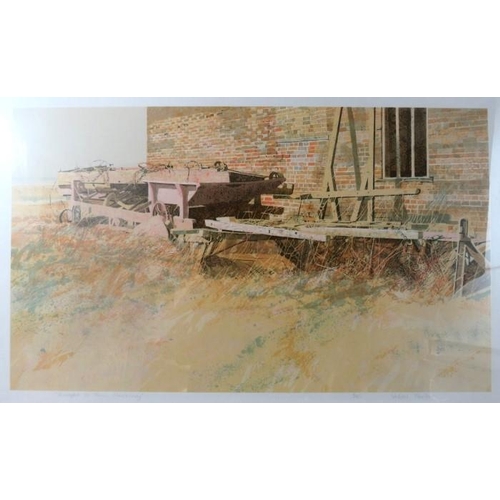 592 - Nicholas Bristow- A framed and glazed limited edition print, entitles 'Sunlight on farm machinery', ... 