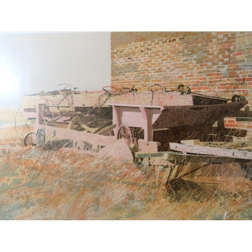 592 - Nicholas Bristow- A framed and glazed limited edition print, entitles 'Sunlight on farm machinery', ... 