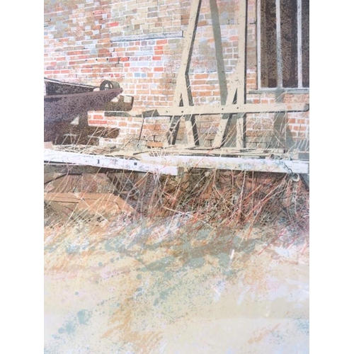 592 - Nicholas Bristow- A framed and glazed limited edition print, entitles 'Sunlight on farm machinery', ... 