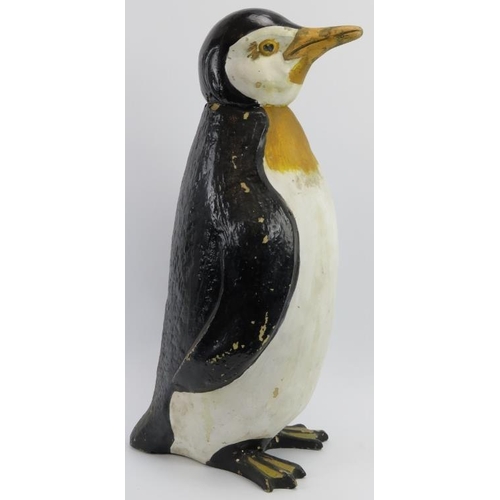 60 - A large vintage hand painted fibreglass model of an emperor penguin. Probably originally from a shop... 