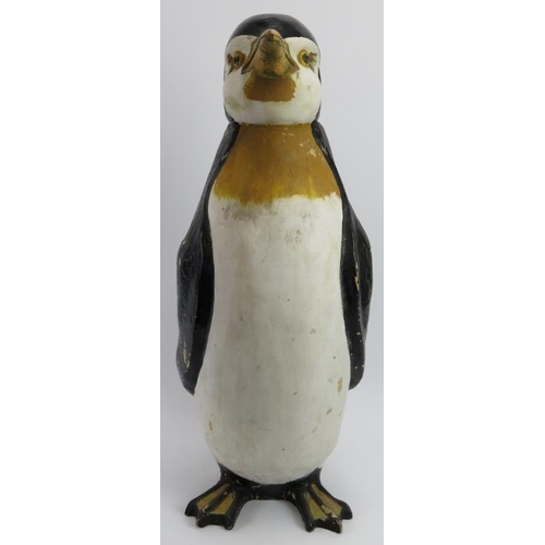 60 - A large vintage hand painted fibreglass model of an emperor penguin. Probably originally from a shop... 