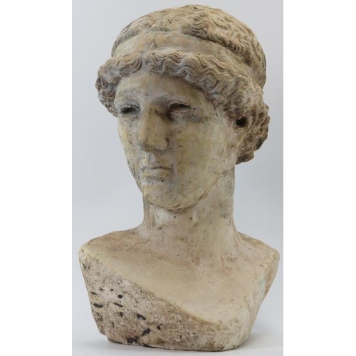 82 - A large cast plaster bust of Athena the Greek Goddess of War, 19th century or later. This example is... 