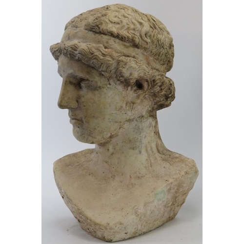 82 - A large cast plaster bust of Athena the Greek Goddess of War, 19th century or later. This example is... 