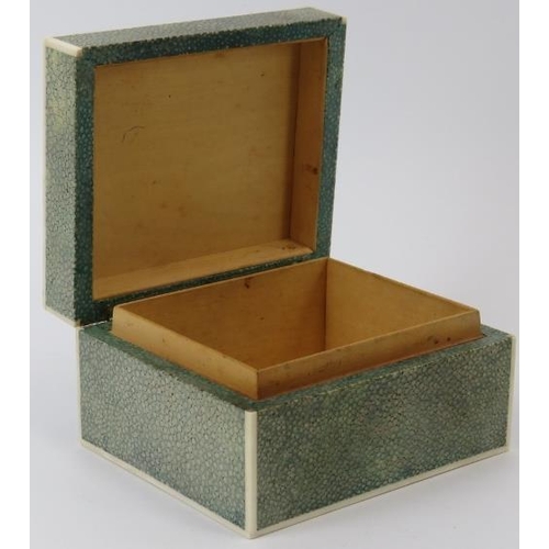 89 - An Art Deco shagreen jewellery / cigarette box, early/mid 20th century. With ivorine banding to the ... 