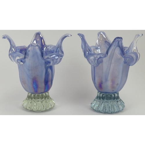 91 - A group of three European glass vases, late 20th century. Comprising a Murano aventurine glass vase ... 