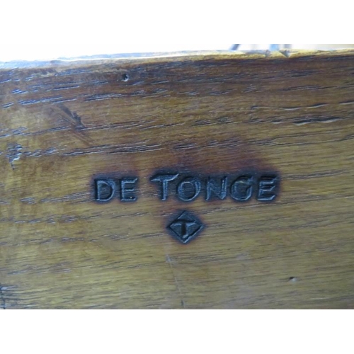 761 - A good quality reproduction fruitwood serpentine fronted chest by De Tonge, housing three long oak l... 