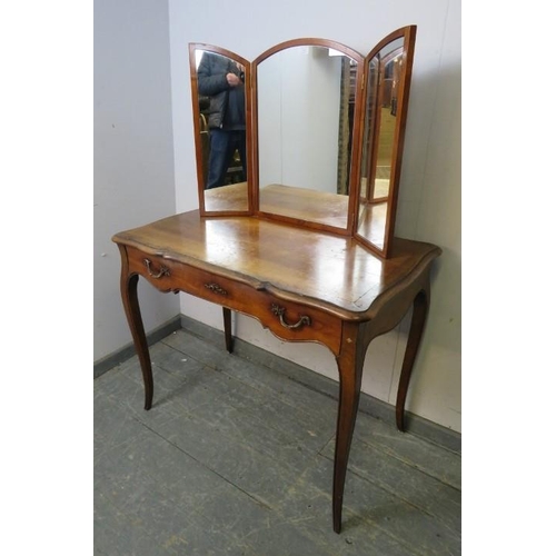 840 - A good quality fruitwood dressing table in the 19th century French taste by De Tonge, the triptych f... 