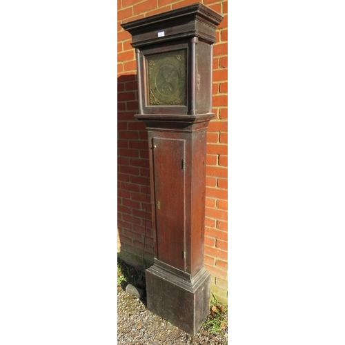 890 - An 18th century oak cased 30-hour longcase clock by Richard Comber of Lewes, the hood with plain fri... 