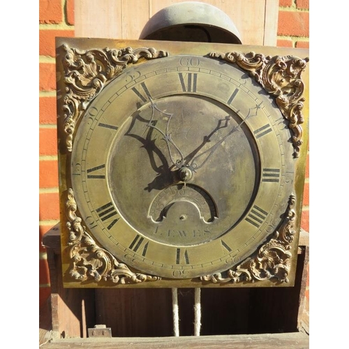 890 - An 18th century oak cased 30-hour longcase clock by Richard Comber of Lewes, the hood with plain fri... 