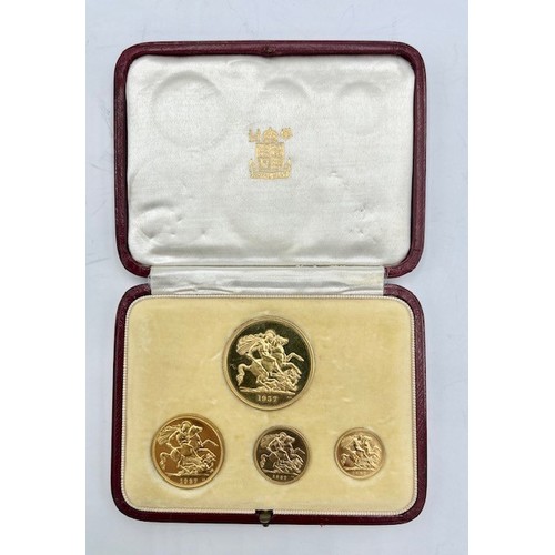 320 - A fine collection of four 1937 gold Specimen Sovereign set, in original Royal Mint box. Approx weigh... 