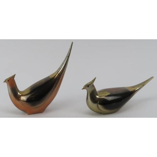 13 - Two Scandinavian mixed metal stylised bird figurines, mid 20th century. (2 items) 14.7 cm length, 12... 