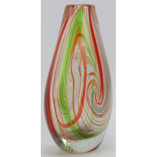 15 - A rare Murano abstract teardrop vase, probably late 20th century. Decorated with multicoloured swirl... 