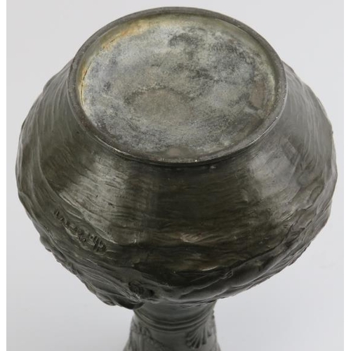 37 - A nautical themed pewter vase designed by Charles Théodore Perron (1862-1934), late 19th/early 20th ... 