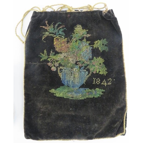 55 - Fashion: Three vintage and antique ladies evening bags. Comprising a Victorian handbag with needlewo... 