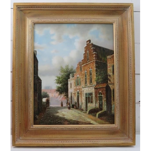 554 - Jonny Gaston (B. 1955), framed oil on panel. York street scene from C. 1820. Signed lower right Jonn... 