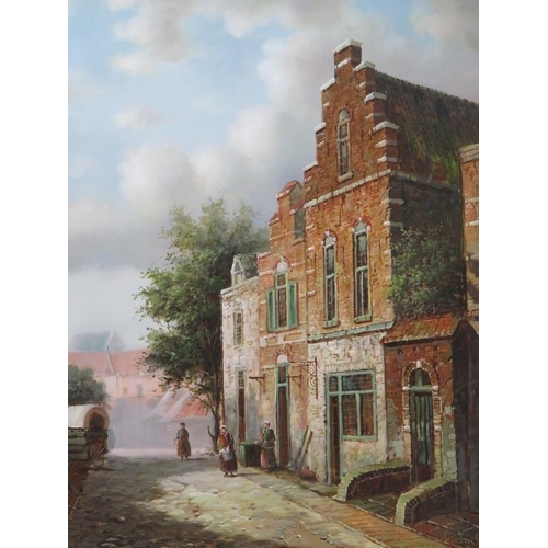 554 - Jonny Gaston (B. 1955), framed oil on panel. York street scene from C. 1820. Signed lower right Jonn... 