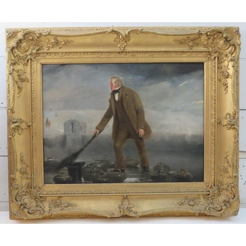 557 - N C BIHEL, 19th Century gilt framed oil on canvas, Victorian figure curling, 37cm x 50cm.
Condition ... 