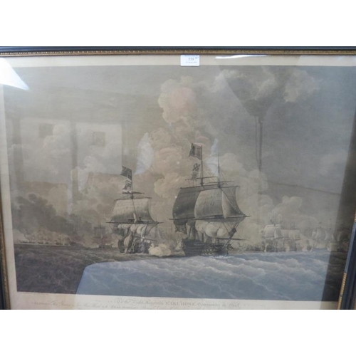 558 - Two large framed and glazed Naval engravings, painted by Robert Cleverley of the Royal Navy, origina... 