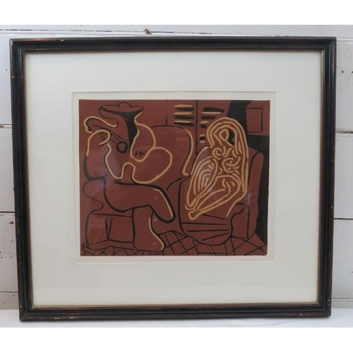 565 - After Pablo Picasso - A framed and glazed linocut, the original edition was cut from one block reduc... 