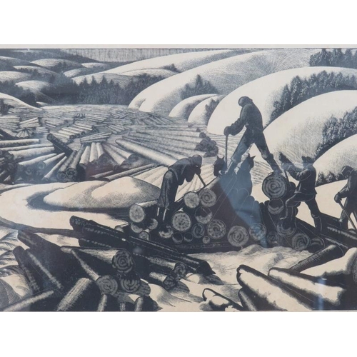 569 - Clare Leighton, British 1898 - 1989. Signed wood engraving 'Landing', 23cm x 33cm, C1930.
Condition ... 