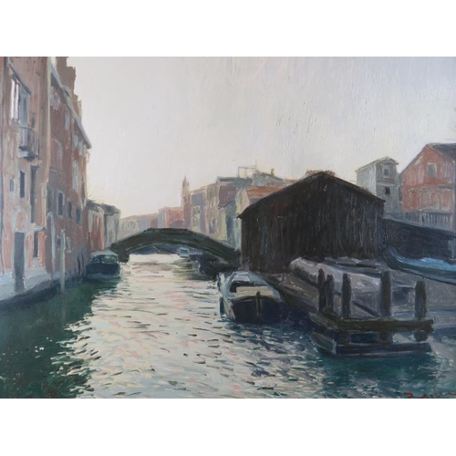 571 - Reuben Colley 1976, large framed oil on board, 'Venice'  signed lower right R. Colley, 60cm x 80cm.
... 