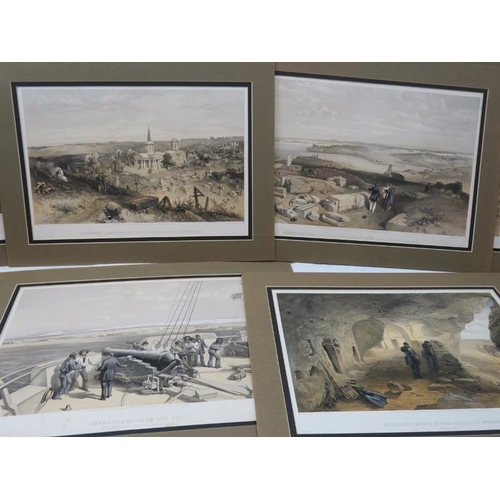 572 - 10 unframed 19th Century engravings/plates with mounts, to include interior of Fort Nicholas, excava... 