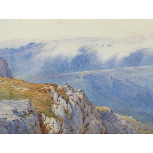 575 - E H Marten - A framed and glazed watercolour,  'Creeping Mist from Great Gable, Cumberland', signed ... 