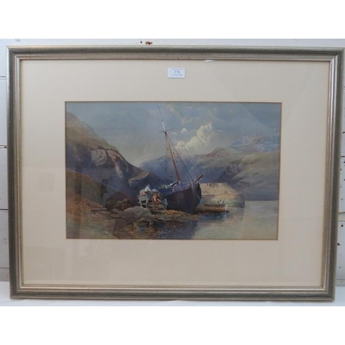 578 - J. Scott 20th Century British, framed and glazed watercolour, 'Landing the Catch', signed lower left... 