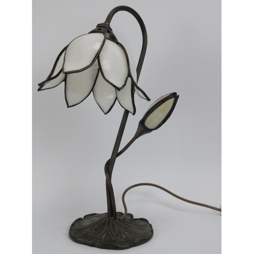 58 - A bronzed metal and glass lotus flower table lamp, late 20th century. 43 cm height.
Condition report... 