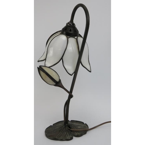 58 - A bronzed metal and glass lotus flower table lamp, late 20th century. 43 cm height.
Condition report... 