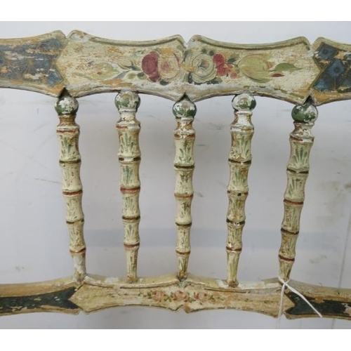 719 - A Regency Period faux bamboo elbow chair, the beech frame retaining the original polychrome paintwor... 