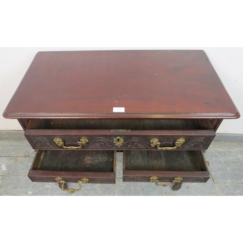 724 - An 18th century mahogany low boy in the Chippendale taste, having one long above two short drawers w... 