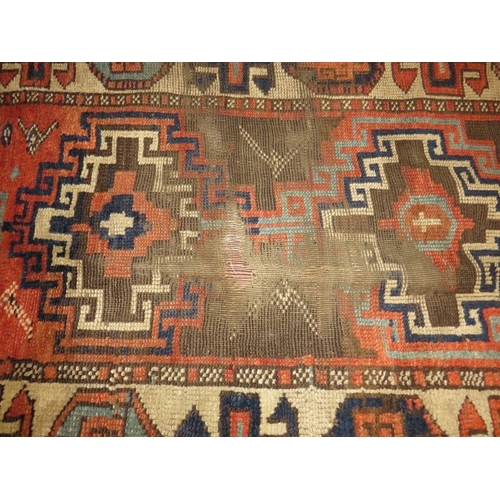 925 - 19th Century Persian rug, 8 central motifs, terracotta, cream and brown, 274cm x 110cm.
Condition re... 