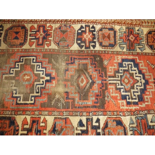 925 - 19th Century Persian rug, 8 central motifs, terracotta, cream and brown, 274cm x 110cm.
Condition re... 