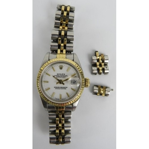 347 - A ladies Rolex Oyster Perpetual Datejust Superlative Chronometer wristwatch, number: 62523D 18 with ... 