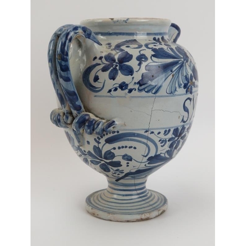 101 - A Dutch Delft apothecary jug, 17th/18th century. Of ovoid form, the body inscribed ‘SYR : CIC : COMP... 