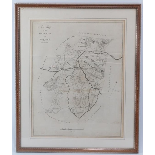 115 - ‘A Map of the Hundred of Twyford’ engraved by Bayly of London, circa 1779. From Edward Hasted’s Hist... 