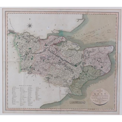 116 - ‘A New Map of Kent Divided into Lathes’ engraved by John Cary (1755-1835), dated 1806. Hand coloured... 