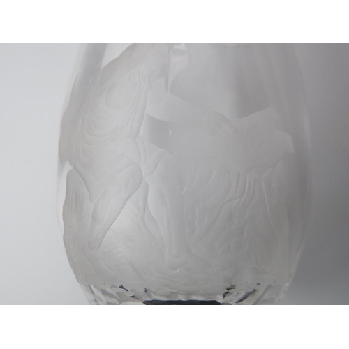 14 - A Mary Stevens for Stuart crystal glass vase engraved depicting Hephaestus the Greek God of Fire, 20... 