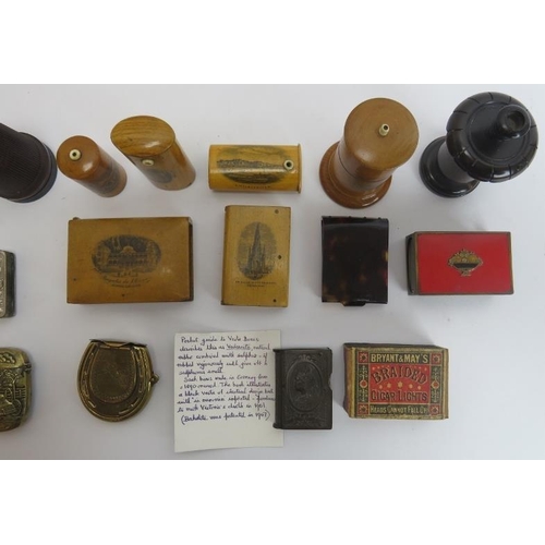 140 - Tobacconalia: A collection of vintage and antique vesta boxes and related items. (21 items) 8.3 cm t... 