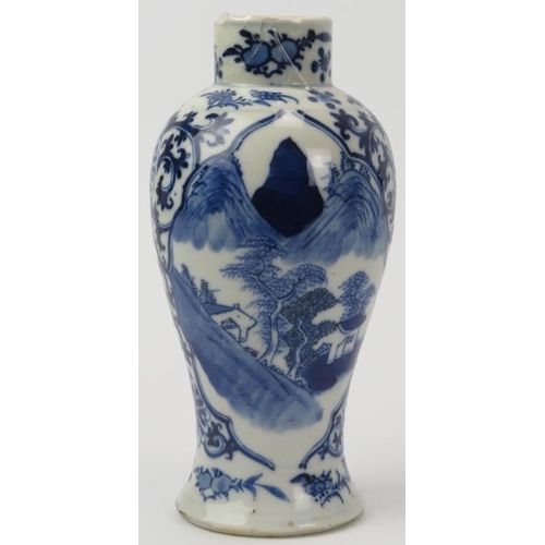 152 - Two Chinese blue and white porcelain meiping vases and a scalloped bowl, 19th century. Both vases wi... 