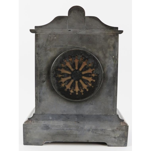 161 - A French marble and slate mantel clock, 19th century. Inscribed ‘Gabriel London Fabrique de Paris’ t... 