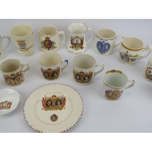 174 - A collection of Royal Commemorative Coronation printed ceramic cups, mugs and saucers. Edward VIII a... 