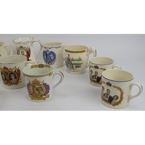 174 - A collection of Royal Commemorative Coronation printed ceramic cups, mugs and saucers. Edward VIII a... 