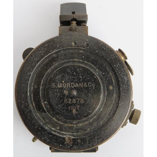 181 - Militaria: A WWI British military compass. Marked ’S. Mordan and Co. 62878 1917’. Verner’s Patter VI... 