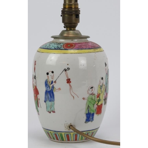 186 - A Chinese famille rose vase, late 19th/early 20th century. Overglaze enamel painted depicting a cont... 