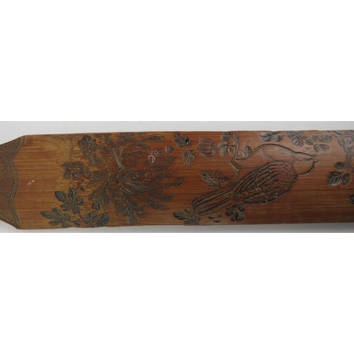 202 - A walnut writing box and Japanese carved bamboo page turner, late 19th/early 20th century. Box: 19.5... 