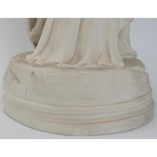 223 - A large English parian ware figural group depicting Lancelot and Guinevere of Arthurian legend. 45.5... 