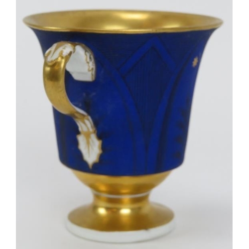 229 - A Meissen gilt and matt cobalt blue painted porcelain cabinet cup and saucer, early 19th century. De... 